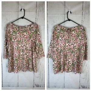 J Jill Love Linen Floral Tie Back Top S Small